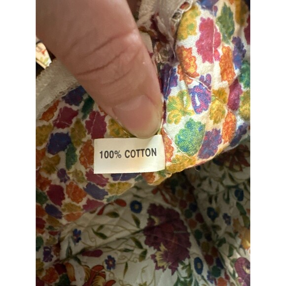 Quilted Floral Tote Bag Cotton Multicolor 15x11 - Picture 10 of 10